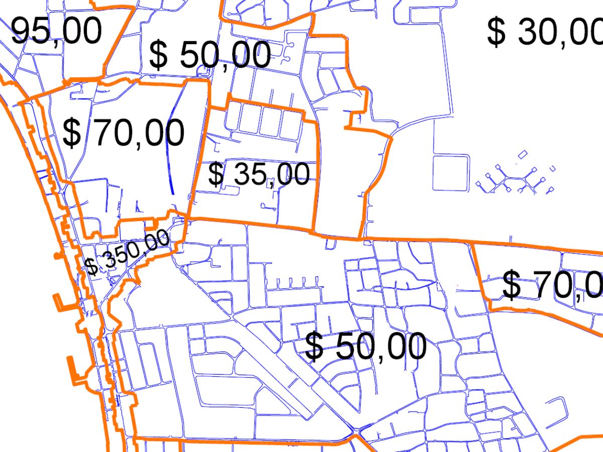 Prices of plots and building land on Bonaire according to local tax office "Belastingdienst CN"